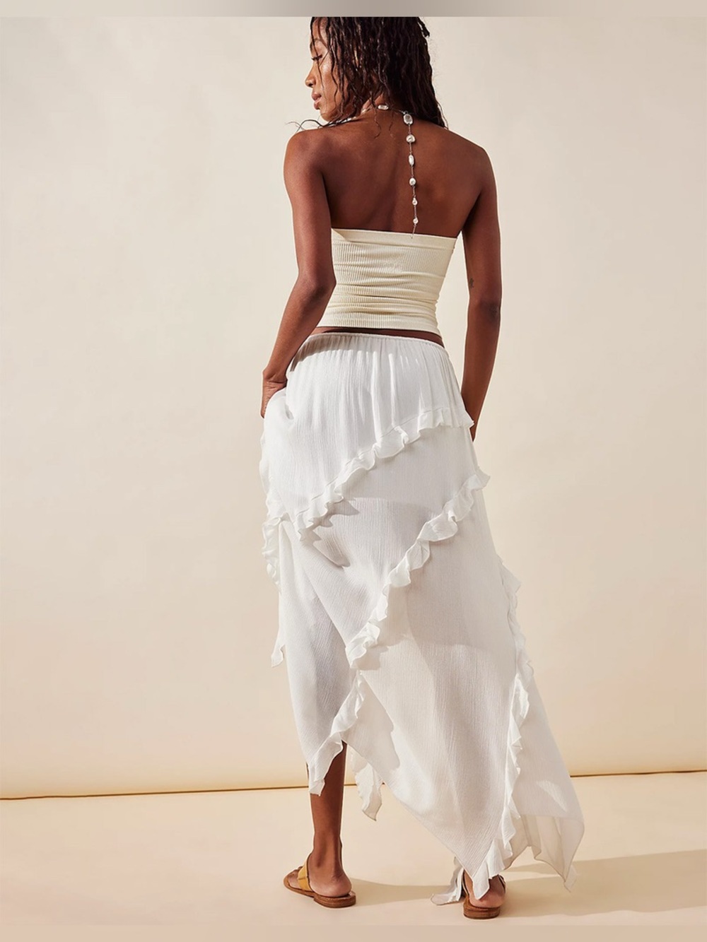 Free People Ambie Maxi Skirt in ivory asymmetrical boho festival - Picture 2 of 8